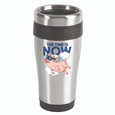 The Time Is Now Flying Pig 16oz Travel Tumbler