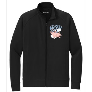 The Time Is Now Flying Pig Stretch Full-Zip Cadet Jacket