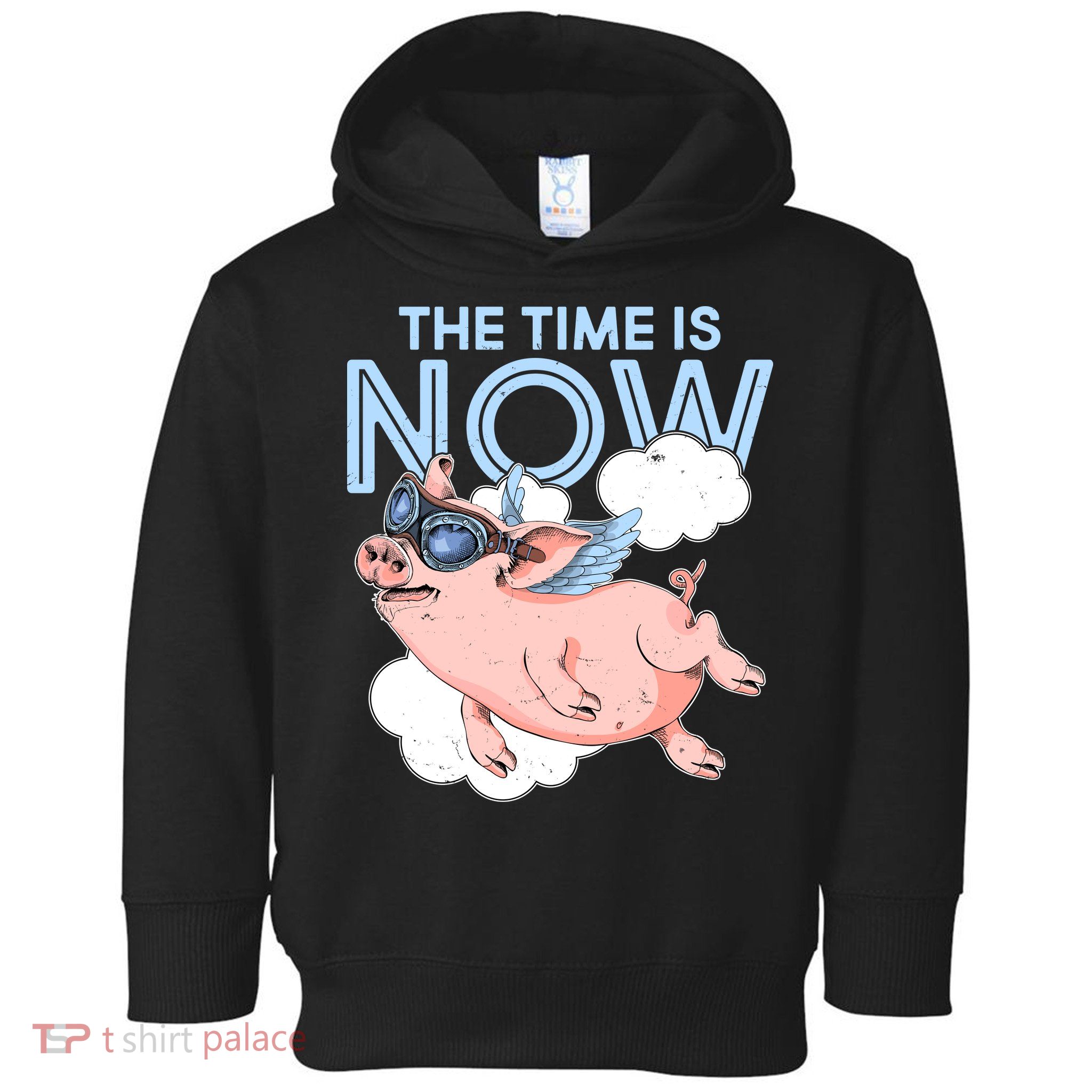 The Time Is Now Flying Pig Toddler Hoodie