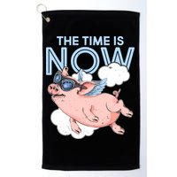 The Time Is Now Flying Pig Golf Towel