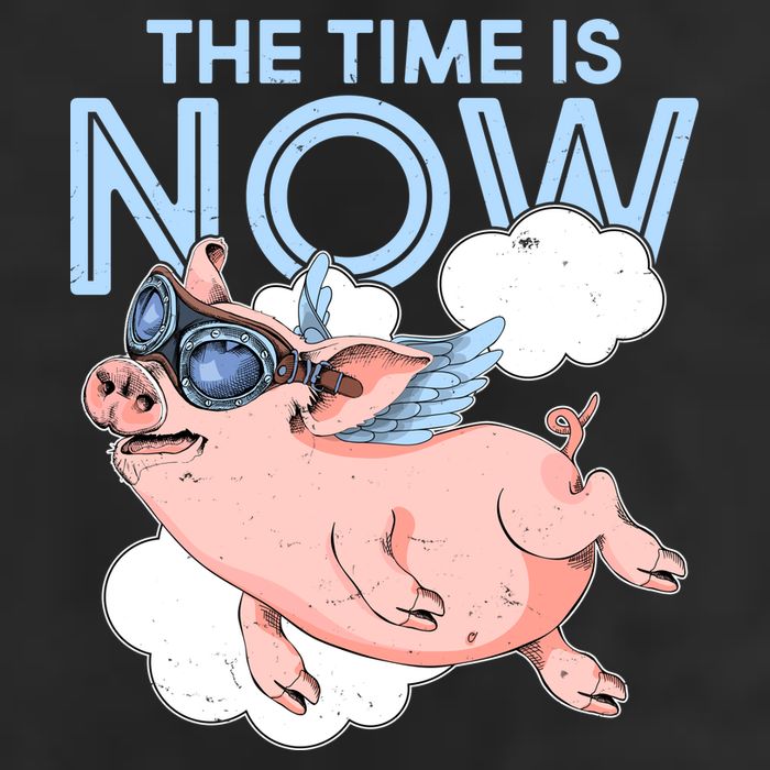 The Time Is Now Flying Pig Golf Towel