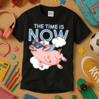 The Time Is Now Flying Pig Kids T-Shirt