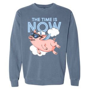 The Time Is Now Flying Pig Garment-Dyed Sweatshirt