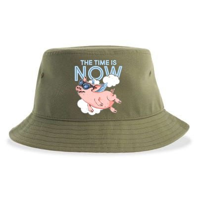 The Time Is Now Flying Pig Sustainable Bucket Hat