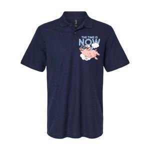 The Time Is Now Flying Pig Softstyle Adult Sport Polo