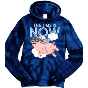 The Time Is Now Flying Pig Tie Dye Hoodie