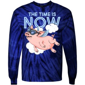 The Time Is Now Flying Pig Tie-Dye Long Sleeve Shirt