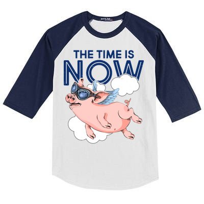 The Time Is Now Flying Pig Kids Colorblock Raglan Jersey