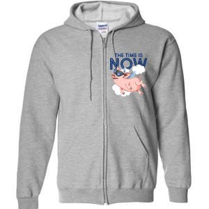 The Time Is Now Flying Pig Full Zip Hoodie