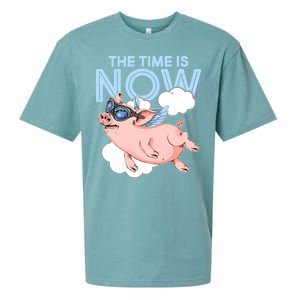 The Time Is Now Flying Pig Sueded Cloud Jersey T-Shirt