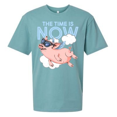 The Time Is Now Flying Pig Sueded Cloud Jersey T-Shirt