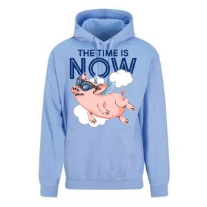 The Time Is Now Flying Pig Unisex Surf Hoodie