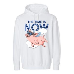 The Time Is Now Flying Pig Garment-Dyed Fleece Hoodie