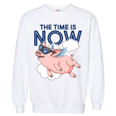 The Time Is Now Flying Pig Garment-Dyed Sweatshirt