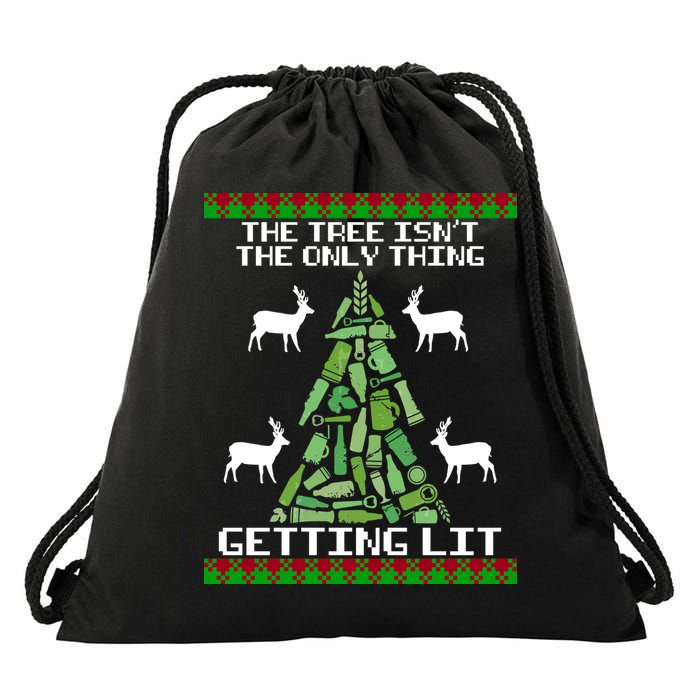 The Tree Isn't The Only Thing Getting Lit Drawstring Bag
