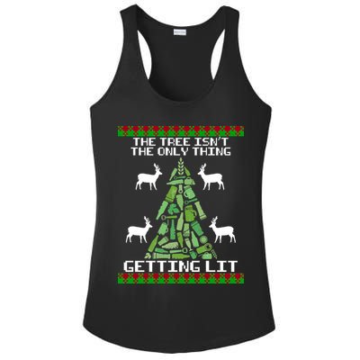 The Tree Isn't The Only Thing Getting Lit Ladies PosiCharge Competitor Racerback Tank