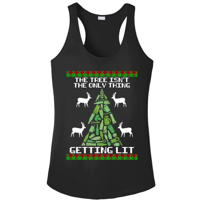 The Tree Isn't The Only Thing Getting Lit Ladies PosiCharge Competitor Racerback Tank