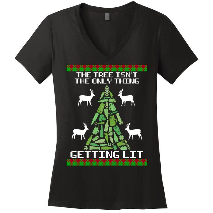 The Tree Isn't The Only Thing Getting Lit Women's V-Neck T-Shirt