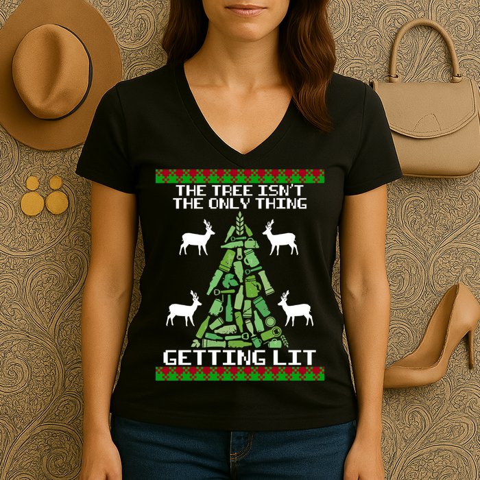 The Tree Isn't The Only Thing Getting Lit Women's V-Neck T-Shirt