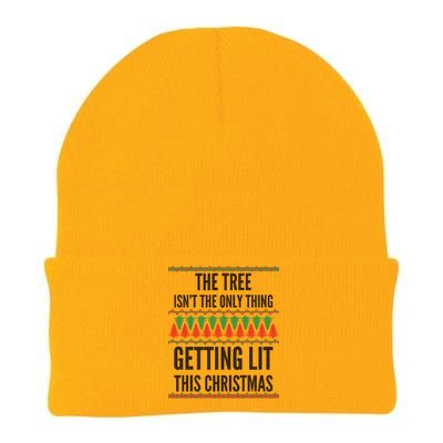 The Tree Isn't The Only Thing Getting Lit Ugly Christmas Knit Cap Winter Beanie