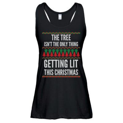 The Tree Isn't The Only Thing Getting Lit Ugly Christmas Ladies Essential Flowy Tank