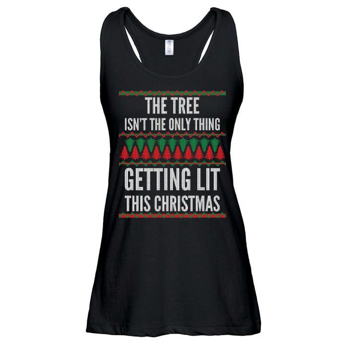 The Tree Isn't The Only Thing Getting Lit Ugly Christmas Ladies Essential Flowy Tank