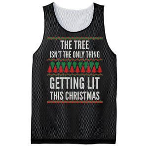 The Tree Isn't The Only Thing Getting Lit Ugly Christmas Mesh Reversible Basketball Jersey Tank