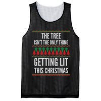 The Tree Isn't The Only Thing Getting Lit Ugly Christmas Mesh Reversible Basketball Jersey Tank
