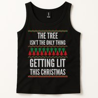 The Tree Isn't The Only Thing Getting Lit Ugly Christmas Tank Top