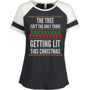 The Tree Isn't The Only Thing Getting Lit Ugly Christmas Enza Ladies Jersey Colorblock Tee