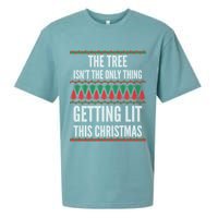 The Tree Isn't The Only Thing Getting Lit Ugly Christmas Sueded Cloud Jersey T-Shirt
