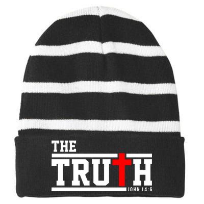 The Truth John 14:6 Jesus Christ Striped Beanie with Solid Band