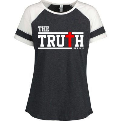 The Truth John 14:6 Jesus Christ Enza Ladies Jersey Colorblock Tee