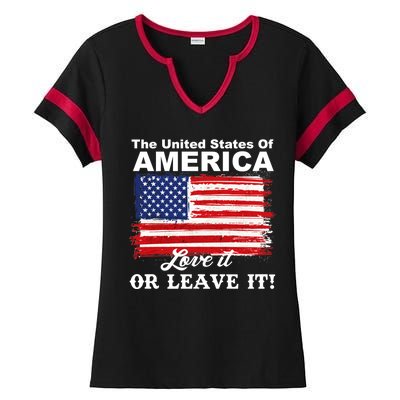 The United States Of America Love It Or Leave It! Ladies Halftime Notch Neck Tee