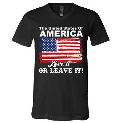 The United States Of America Love It Or Leave It! V-Neck T-Shirt