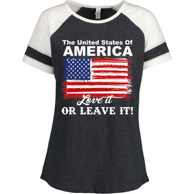 The United States Of America Love It Or Leave It! Enza Ladies Jersey Colorblock Tee