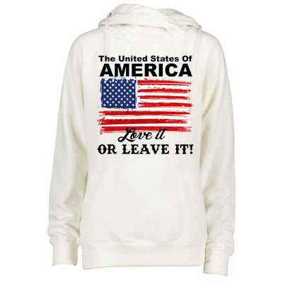 The United States Of America Love It Or Leave It! Womens Funnel Neck Pullover Hood