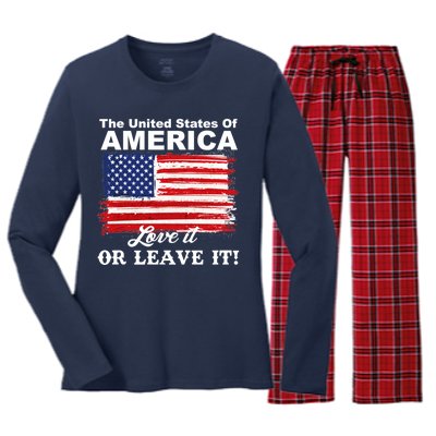 The United States Of America Love It Or Leave It! Women's Long Sleeve Flannel Pajama Set 