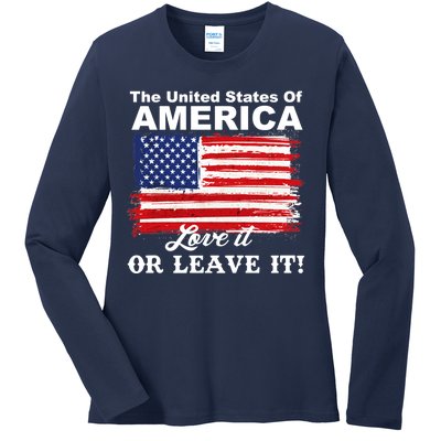 The United States Of America Love It Or Leave It! Ladies Long Sleeve Shirt