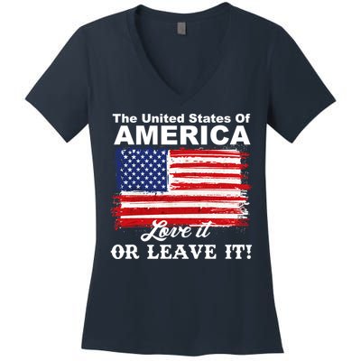 The United States Of America Love It Or Leave It! Women's V-Neck T-Shirt