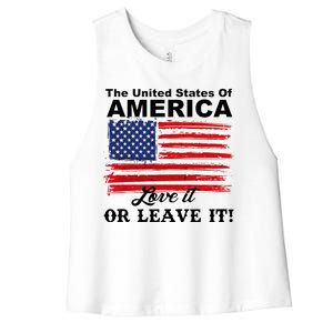 The United States Of America Love It Or Leave It! Women's Racerback Cropped Tank