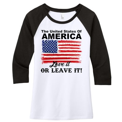 The United States Of America Love It Or Leave It! Women's Tri-Blend 3/4-Sleeve Raglan Shirt