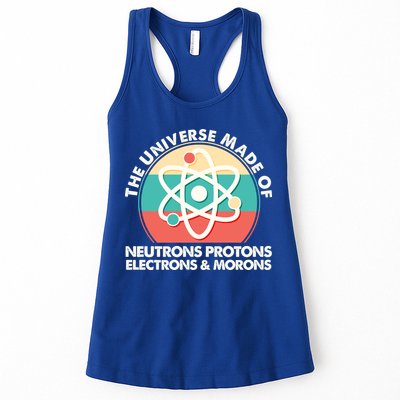 The Universe Made Of Neutrons Protons Electrons Morons Womens Tank Top