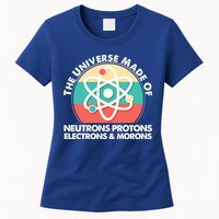 The Universe Made Of Neutrons Protons Electrons Morons Womens T-Shirt