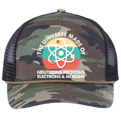 The Universe Made Of Neutrons Protons Electrons Morons Retro Rope Trucker Hat Cap