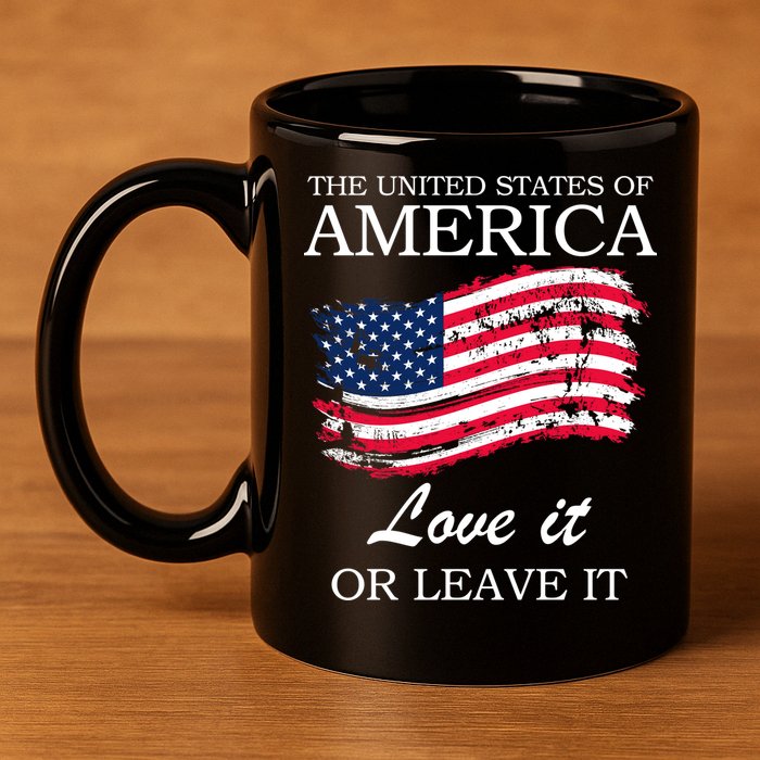 The USA Love It Or Leave It 11oz C Handle Ceramic Mug