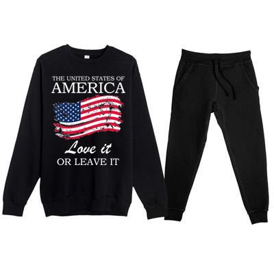 The USA Love It Or Leave It Premium Crewneck Sweatsuit Set