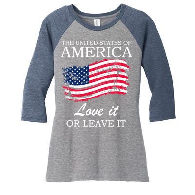 The USA Love It Or Leave It Women's Tri-Blend 3/4-Sleeve Raglan Shirt