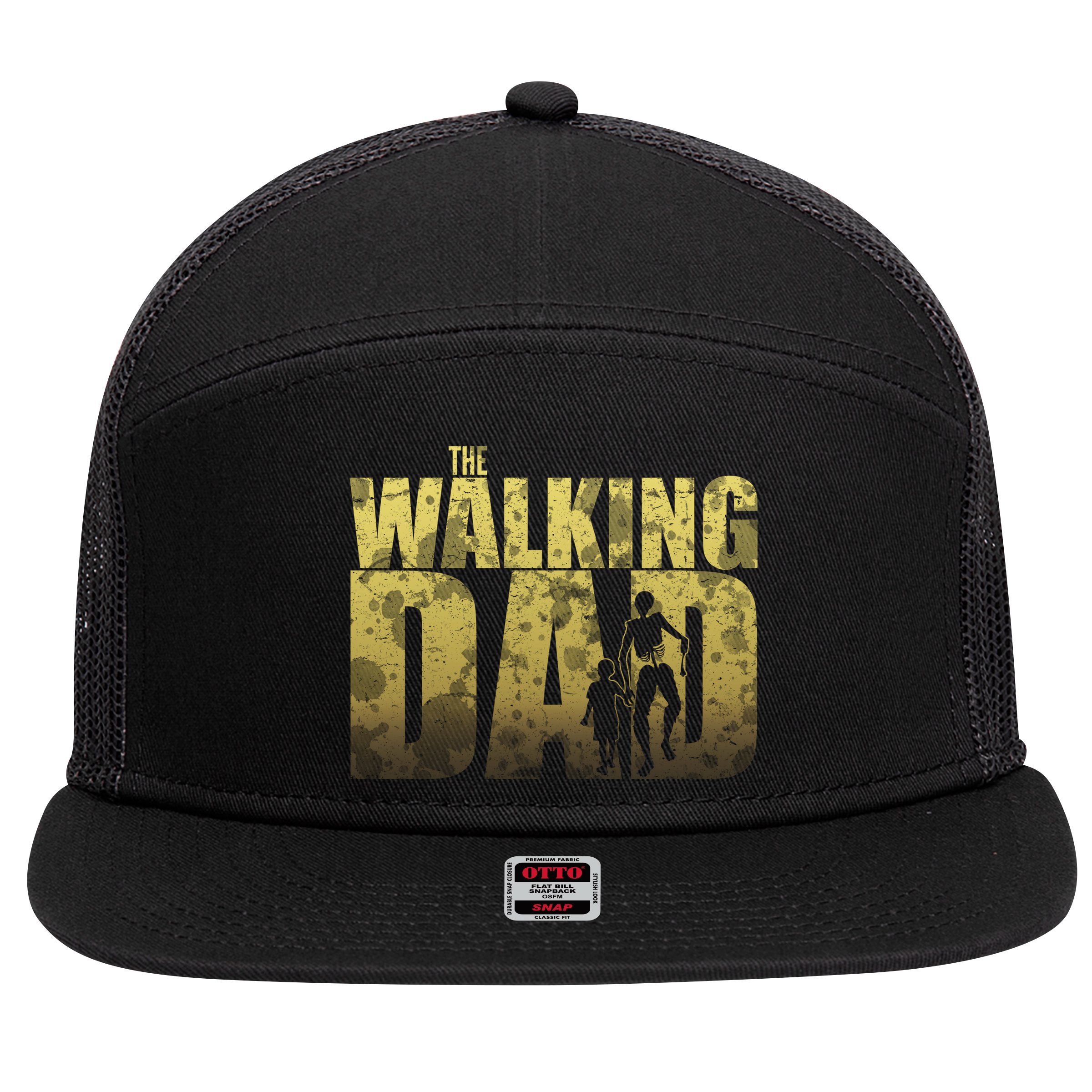 The Walking Dad Gold Logo 7 Panel Mesh Trucker Snapback Hat