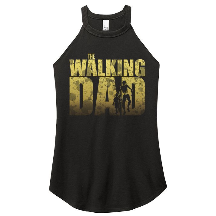 The Walking Dad Gold Logo Women's Perfect Tri Rocker Tank